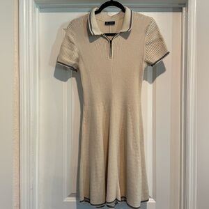GAP Cream Ribbed Polo Mini Dress